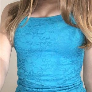 Bright blue floral tank top